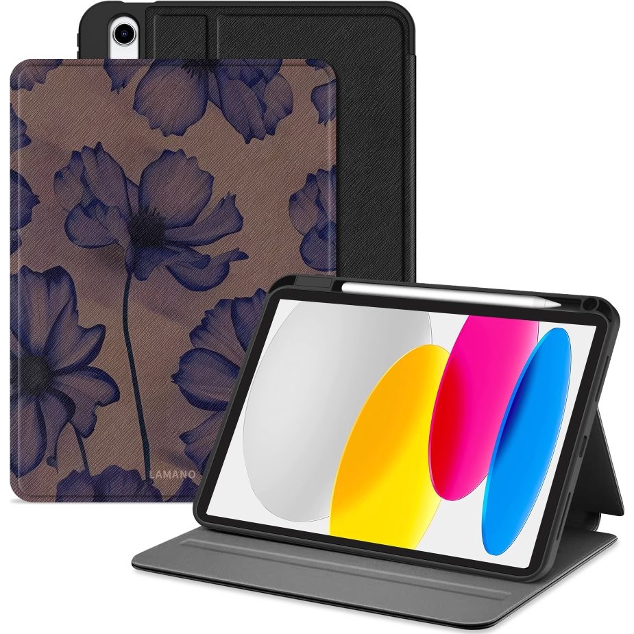 Etui z klapką Tech-Protect Lamano do Apple iPad 11 2025 / 10.9 2022, brązowe wzorzyste.